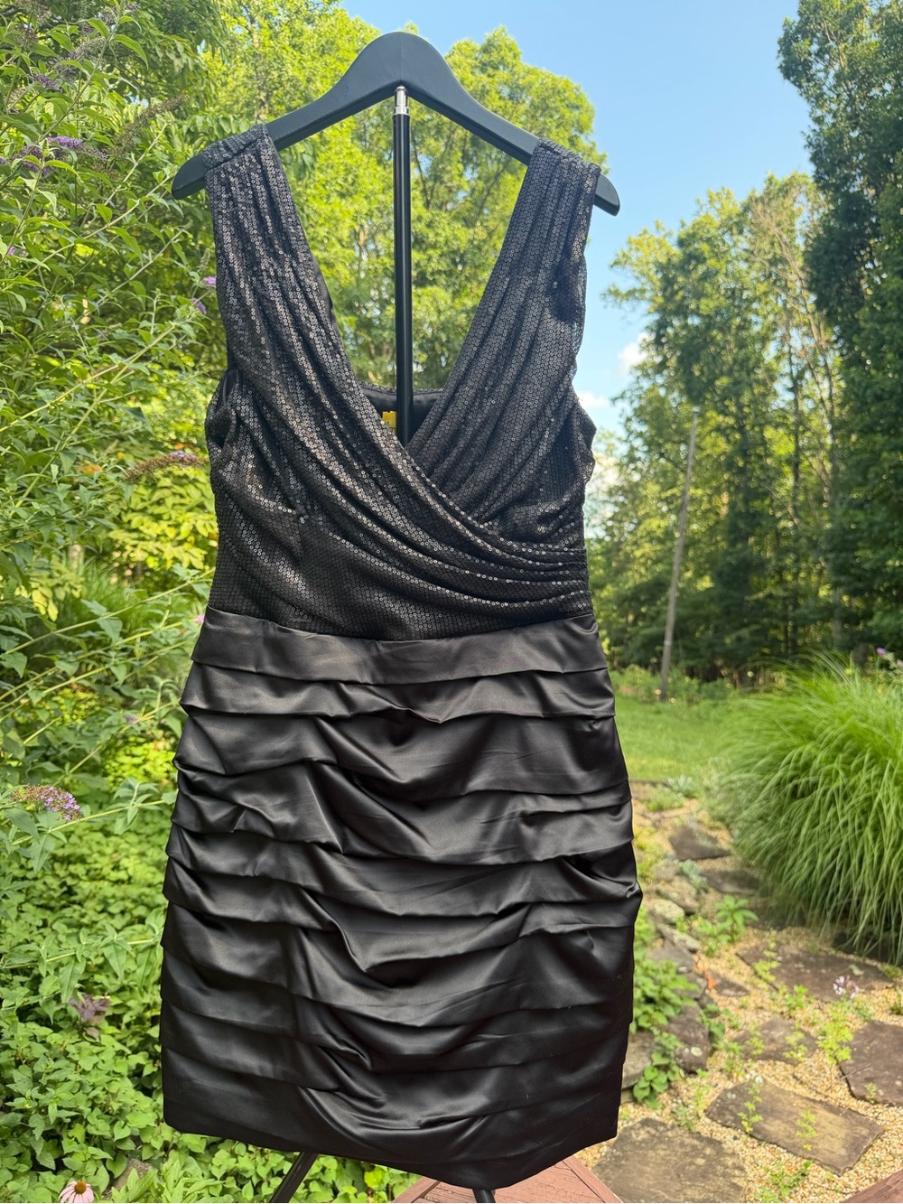 Express Black Sleeveless Y2K Ruched Mini Dress With Sequins- Size 12